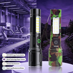 Linterna LED multifuncional con luz lateral, linterna táctica LED con brillo ajustable, linterna con función de banco de energía. - Product Image 1