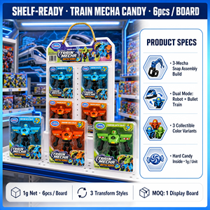 <span class=keywords><strong>Jouet</strong></span> robot méca transformable 2-en-1 : robot en train à grande vitesse, double mode, 3 couleurs, bonbons durs, 6 pièces/plateau, vente en gros - Product Image 4