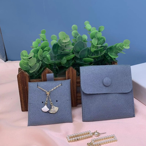 Pochette à bijoux carrée pliable rose luxueuse, sac d'emballage pour bijoux personnalisé avec insert et boîte - Product Image 5