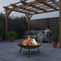Brasero extérieur moderne de 24 pouces à bois, construction métallique, montage facile par torsion, pieds trépieds stables pour chauffage de terrasse