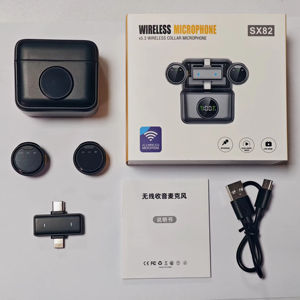Nuevo Micrófono Lavalier Condensador Cardioide 2 en 1 SX82 2.4G con Reducción de Ruido, Grabación Inalámbrica, Pantalla de Batería, Tipo-C y Lightning - Product Image 4