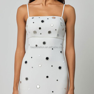 Premium Boutique di abbigliamento personalizzato di alta qualità sartoriale da <span class=keywords><strong>donna</strong></span> senza maniche Midi aderente strass con perline di diamanti - Product Image 4