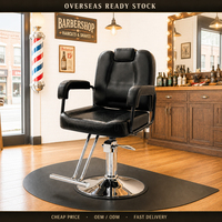 Chaise de Barbier à Prix Abordable, Disponible en Stock, Chaise de Salon Noire Polyvalente pour Femmes, Rotation à 360°, Dossier Entièrement Inclinable