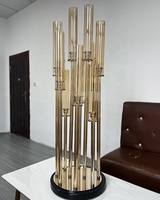 Amber Glass Hurricane Votiv kerzenhalter 120CM hoch Hochzeit Kristall Gold Kandelaber Herzstück