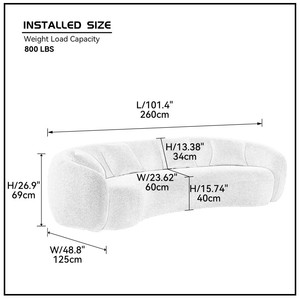 Sofá Cama Chesterfield Moderno de Cinco Plazas, Curvo, en Tela de Pana Compacta para Espacios Pequeños, Ideal para Sala de Estar u Hotel, Ecológico - Product Image 6