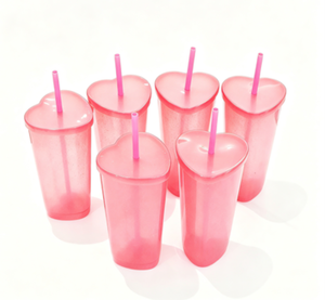 Vaso de Plástico PP de 24oz con Forma de Corazón, Tapa Rosa, Romántico, Reutilizable, para Agua, Regalo para San Valentín, Bodas, Venta al por Menor - Product Image 2