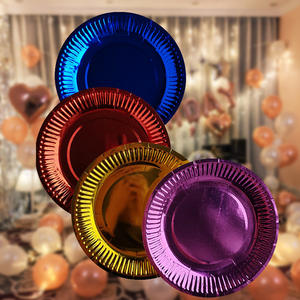 Assiettes <span class=keywords><strong>en</strong></span> papier assiettes jetables grand décor de vaisselle ronde pour Dessert douche nuptiale filles fête d'anniversaire fournitures de pique-nique - Product Image 6