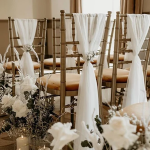 Nouvelle Écharpe de Chaise en Mousseline de Soie au Design Populaire, Décoration de Chaise de Mariage, Housse de Chaise, Drapé pour Événements et Fêtes de Mariage - Product Image 2