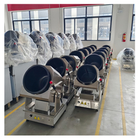 Máquina Automática para Saltear con Gas y Fregadero, Equipo Comercial para Restaurantes, Robot de Cocina de Acero de Grado Alimenticio, Wok