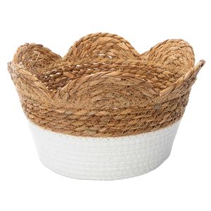 Cesto di conservazione in paglia e corda di cotone con bordo smerlato a buon mercato - Product Image 4