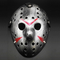 Masque en plastique rouge et blanc Jason Voorhees pour fête costumée Halloween Masque effrayant