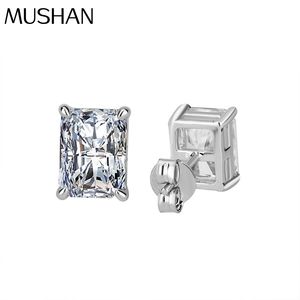 Boucles d'oreilles en argent S925 de l'usine de bijoux MuShan, coupe radine, pour femmes, simples et élégantes, forme irrégulière, boucles d'oreilles en moissanite - Product Image 1