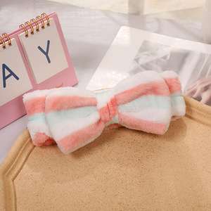 Nouvel arrivage de cheveux croisés en velours corail avec rayures colorées bandeau en flanelle bandeau pour femmes - Product Image 4