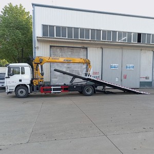 Shacman F3000 4x2 <b>Flatbed</b> Wrecker <b>Truck</b> with 7 Ton Telescopic Boom Crane Slidebed Recovery 336HP - Product Image 2