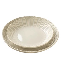 Assiettes de table en céramique américaines, vaisselle de restaurant en céramique, assiettes rayées, service de table, assiettes de fête 8,5'' 10,4''