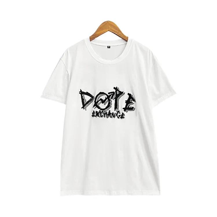 Witte T-Shirt 100% Katoen Custom Logo Tshirt Handdoek Borduurwerk T Shirts Hoge Kwaliteit Man Kleding