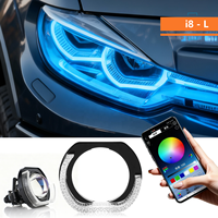 Lumière de décoration LED 5D Angel Eye avec réglage par application, accessoires universels de modification de phares pour voitures et motos, compatibles avec la plupart des véhicules