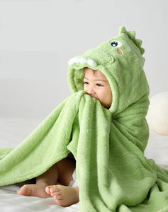 Nuovo arrivo simpatico disegno animale avvolgente accappatoio per bambini morbido in pile di corallo asciugamano per bambini all'ingrosso - Product Image 5