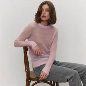 Maglietta 2025 elegante francese a maniche lunghe Casual e Sexy aderente con Top sottili lavorato a maglia in bianco maglione Slim Top da donna - Product Image 4