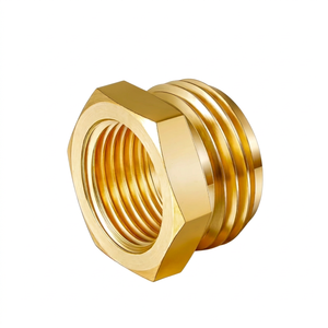 Raccord hexagonal en laiton pour tuyau droit, filetage femelle 1/2 à filetage GHT 3/4, connecteur de plomberie basse pression OEM/ODM pour alimentation en eau - Product Image 1