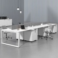 Meubles de bureau contemporains et modernes, cloisons de bureau pour employés, poste de travail pour quatre personnes, bureau d'ordinateur pour le personnel, matériau PVC