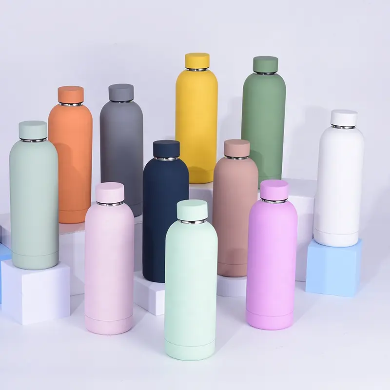 500ml 750ml 1000ml Insulated Stainless Steel Bottle Milk Bottle Rubber Soft Yoga Sports Small Mouth Thermal Drink Water Bottles