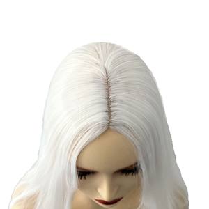 Perruque avant en dentelle pour femmes petite frange moyenne haute température blanc pur cheveux longs raides résistant à la chaleur Base de soie <span class=keywords><strong>fibre</strong></span> chimique - Product Image 5