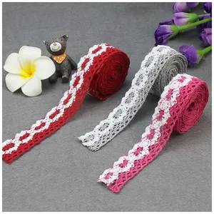 New Design 2.5cm colorful Embroidered Cotton Crochet Lace Sewing Fabric Roll Lace trim