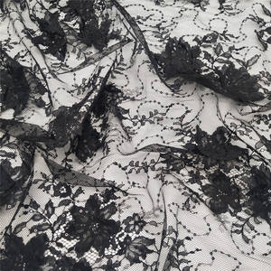 Tela de Encaje Francés Tejida con Lentejuelas Negras en 3D, Encaje Nupcial con Patrón Floral, Textiles de Lujo para el Hogar - Product Image 6