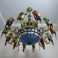 Lustres en vitrail en forme de perroquets pour hôtels, lampes suspendues décoratives pour halls et plafonds de villas