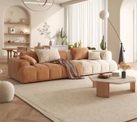 Canapé modulaire en tissu mat, style minimaliste, grand format, pour salon, couleur crème, modèle Wind Puff Tofu Block