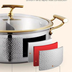 Zunck Moderne, Marmite à fond double en acier inoxydable 304 à motif martelé, compatible avec les cuisinières à <span class=keywords><strong>induction</strong></span> et les cuisinières à gaz - Product Image 4