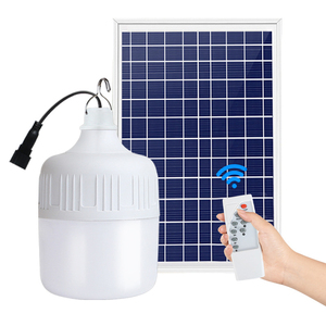 Điều khiển từ xa Đèn LED năng lượng mặt trời ánh sáng bóng đèn có thể sạc lại 300 Công suất khẩn cấp ngoài trời tấm pin mặt trời thông minh LED bóng đèn - Product Image 1