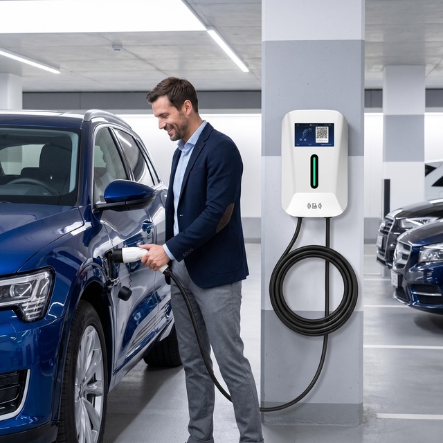 AC Wall-mounted Ev Charging Station with RFID Card Swiping Function Displayed on the Screen