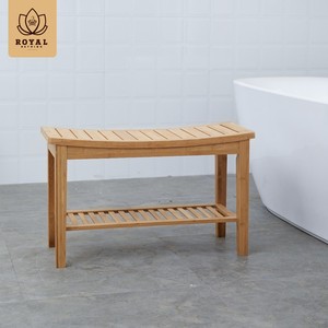 Ruoyi Bamboo Shower Stool 81.7x35.5x13cm Two Tier <b>Storage</b> <b>Bath</b> Bench Waterproof Non Slip Bathroom Furniture - Product Image 3