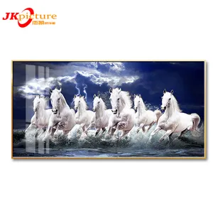 Decoração de casa quadros tela de corrida, cavalos brancos, impressão de animais, vidro de porcelana cristal, arte para decoração da parede, 7 pintura de cavalo