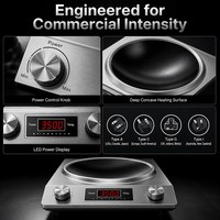 Cuisinière à induction concave commerciale 3500W 110V 220V, plaque de cuisson portable pour wok, idéale pour la cuisine de restaurant et la préparation de hot pot
