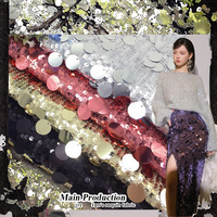 Tissu en maille transparente à grandes paillettes 100% polyester, prêt à l'emploi en gros pour robes de mariée, textiles de maison, robes de fête, chaussures, jouets, et articles scintillants
