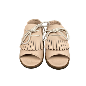 Summer Beautiful Girls Red Slippers Chaussures en cuir véritable pour bébé extérieur Soft Flat Baby Girl Sandals 7 Years - Product Image 4