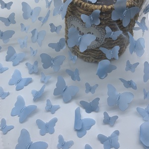 Bầu Trời Màu Xanh 3D Bướm Thêu 100% <span class=keywords><strong>Nylon</strong></span> Mềm Vải Tuyn Ren Lưới Vải Cho Ăn Mặc, Tutu, Cổ Tích Trang Phục, Dịp Đặc Biệt - Product Image 3