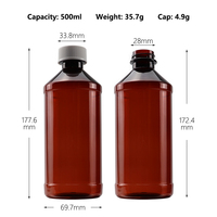 Bouteilles carrées en PET ambré bleu de 500 ml avec bouchons à vis, emballage liquide pour liquides oraux, boissons nutritionnelles