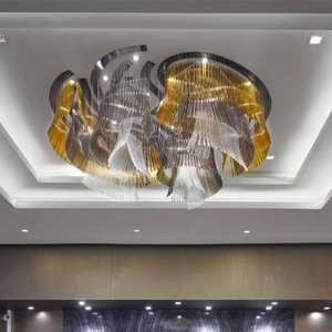 Lustre Led suspendu en cristal au design moderne, éclairage d'intérieur, luminaire décoratif de plafond, couleur jaune or, idéal pour une chambre à coucher - Product Image 3