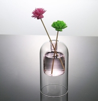 Bouteille décorative double couche pour diffuseur d'huiles essentielles en verre borosilicaté clair soufflé à la main pour la maison