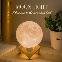 Lumière lunaire en PVC Rechargeable, 16 couleurs, tactile, changement à distance, impression 3D, Globe, lumière de lune, LED, lampe de lune 3D