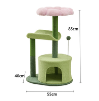 Arbre à chat quatre saisons en forme de fleurs mignonnes et amusantes, avec jouet pour chat, nid, colonne à gratter et balle intégrée - Design simple