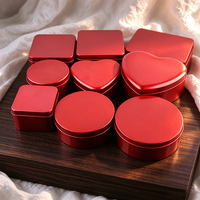 Boîte en métal rouge multi-tailles, en forme de cœur, ronde, carrée, rectangulaire, personnalisable, pour emballer des cadeaux, des bonbons, des biscuits