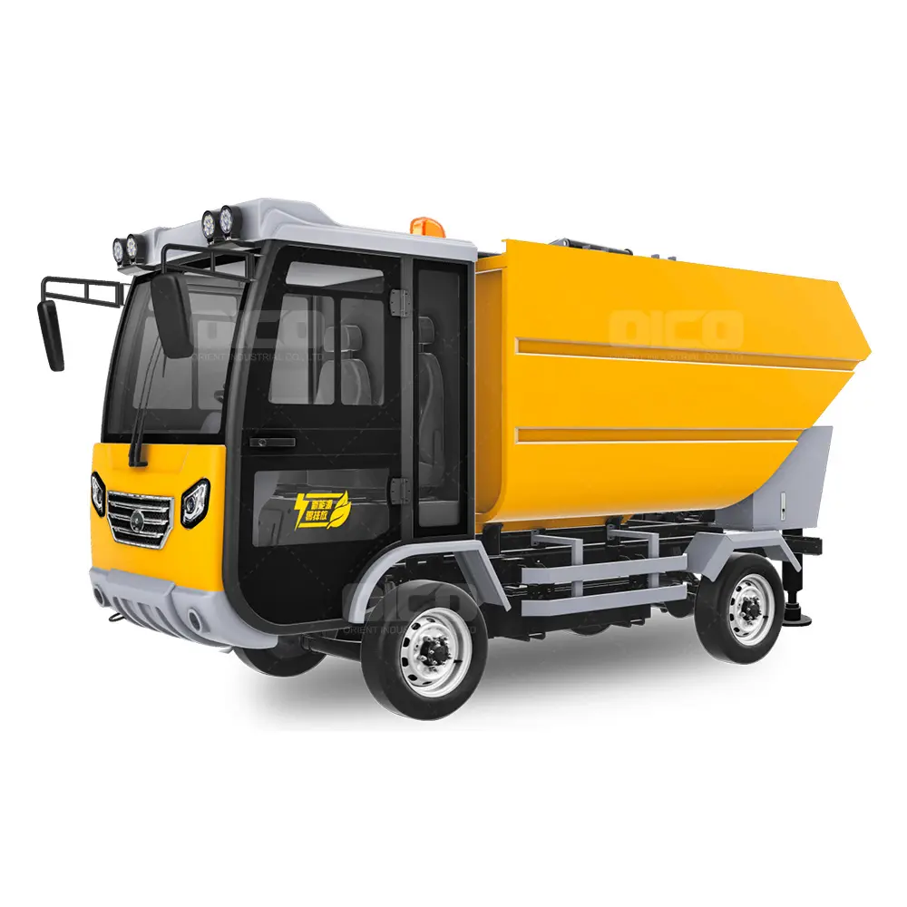 electric four wheels rechargeable compactor garbage bin transportation lift truck