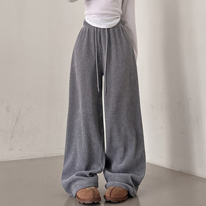 Nouveau style été 2026 – Pantalon en velours côtelé uni, minimaliste, respirant, écologique, taille mi-haute, devant plat, avec cordon de serrage - Product Image 2