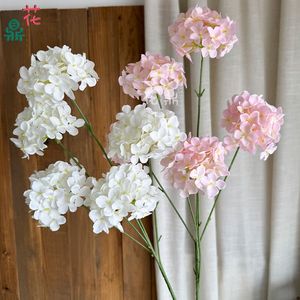 ดอกไฮเดรนเยียผ้าไหม ก้านเดี่ยว สีลูกกวาด 3 หรือ 5 หัว ตกแต่งงานแต่งงาน สมจริง - Product Image 4