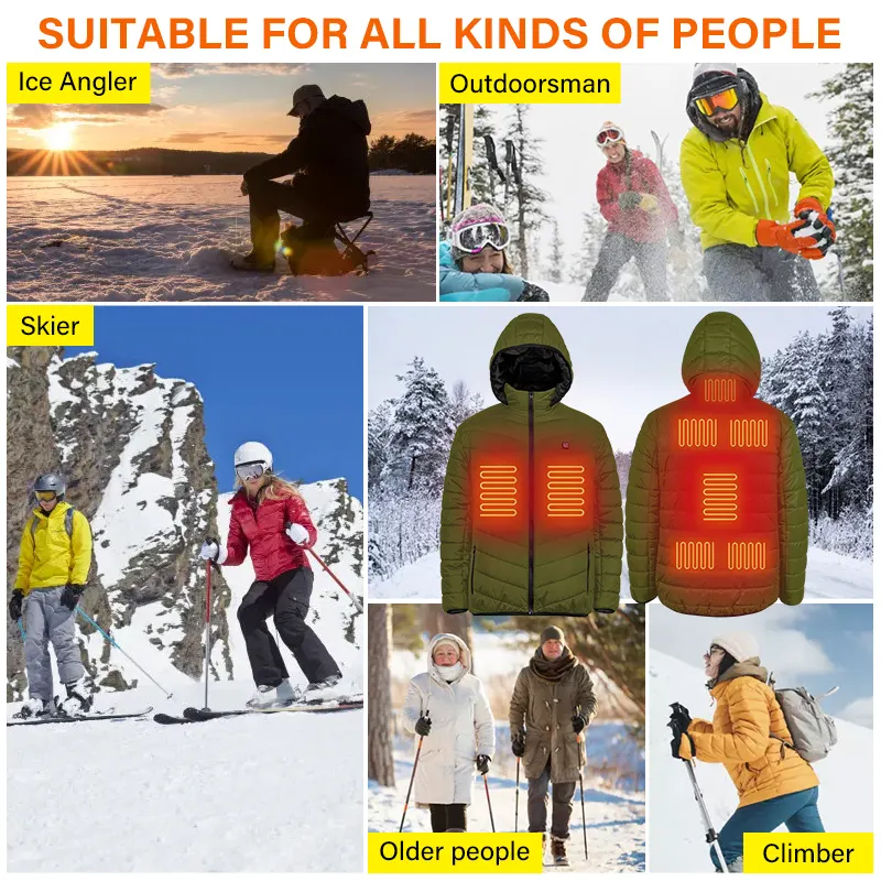 Logo personalizzato cappuccio invernale piumino impermeabile giacca da uomo capispalla giacche riscaldate personalizzate cappotto riscaldato termico elettrico